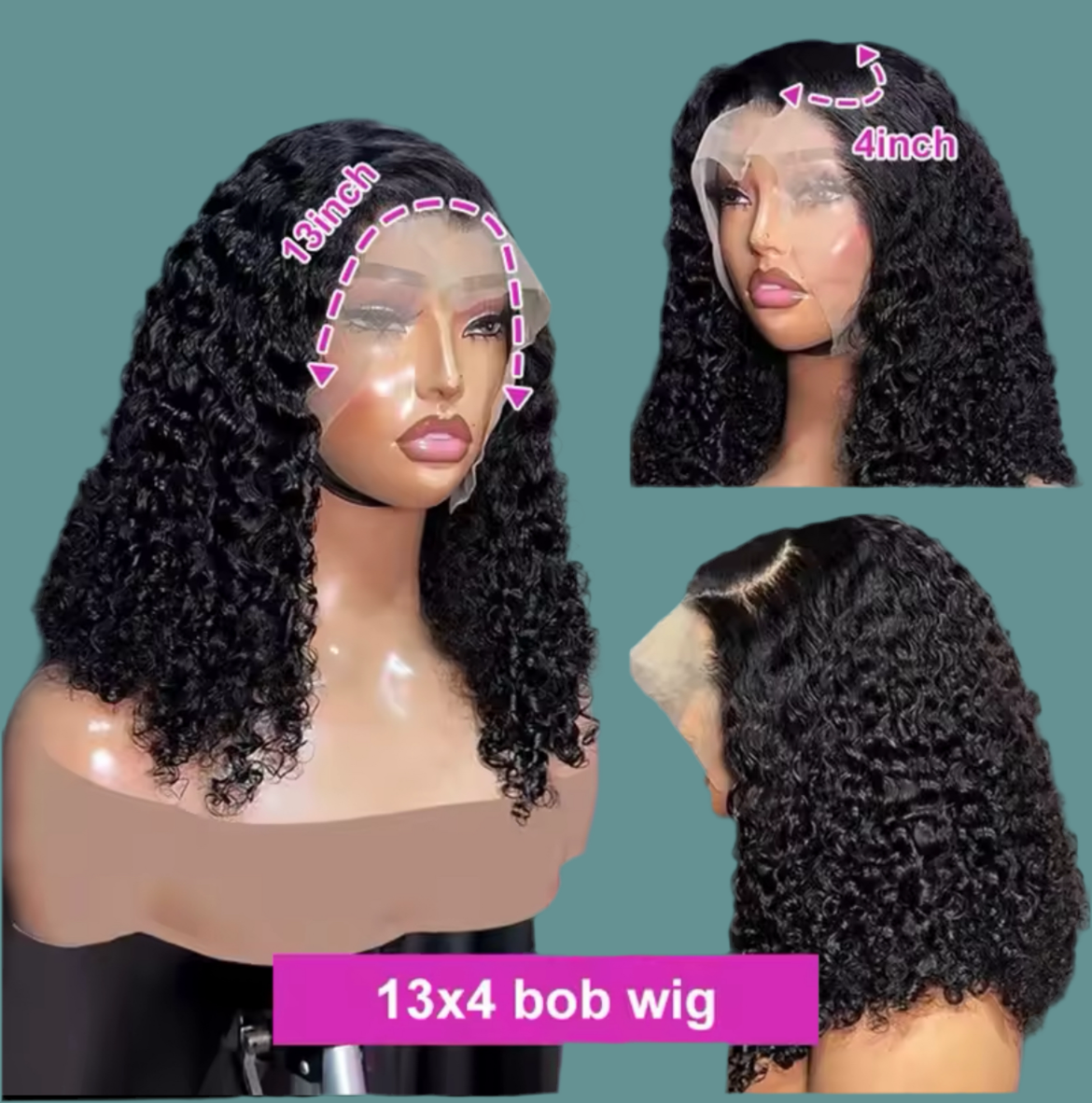 Black deep wave 13x4 lace frontal human hair