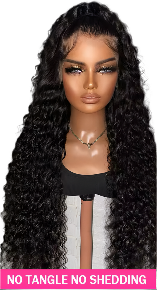 40Inch Deep Wave Frontal Wig Transparent 13x6 Lace , 250% density