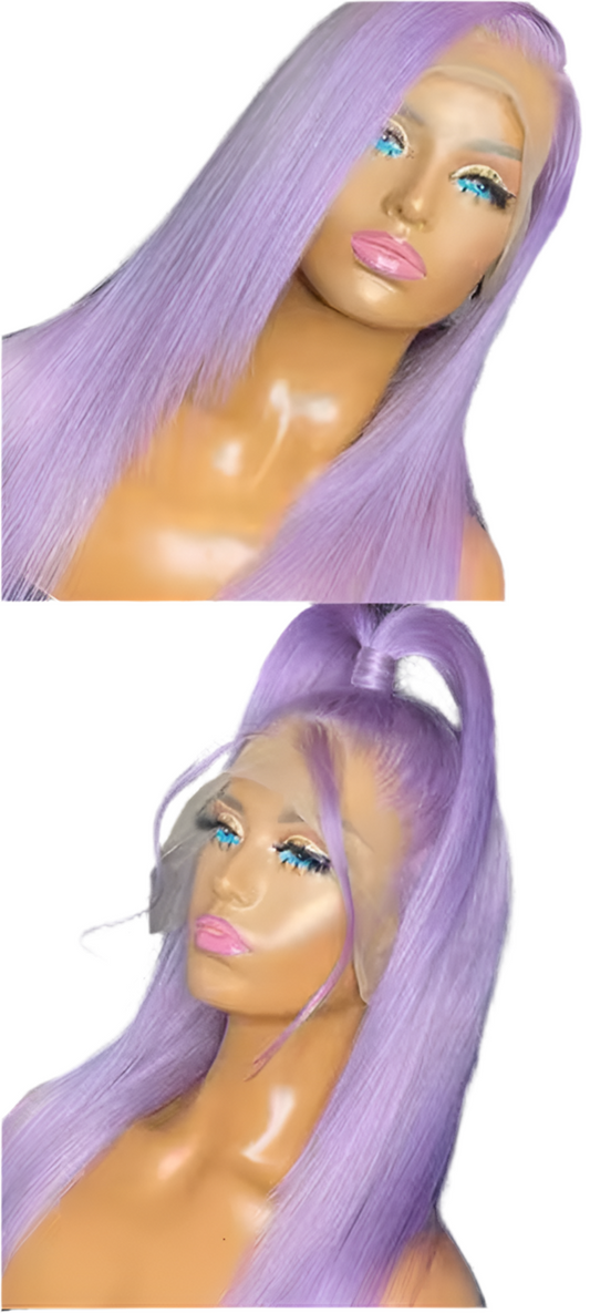 13x6 Light Purple transparent lace front wig , Straight, 32 inches , 210% density