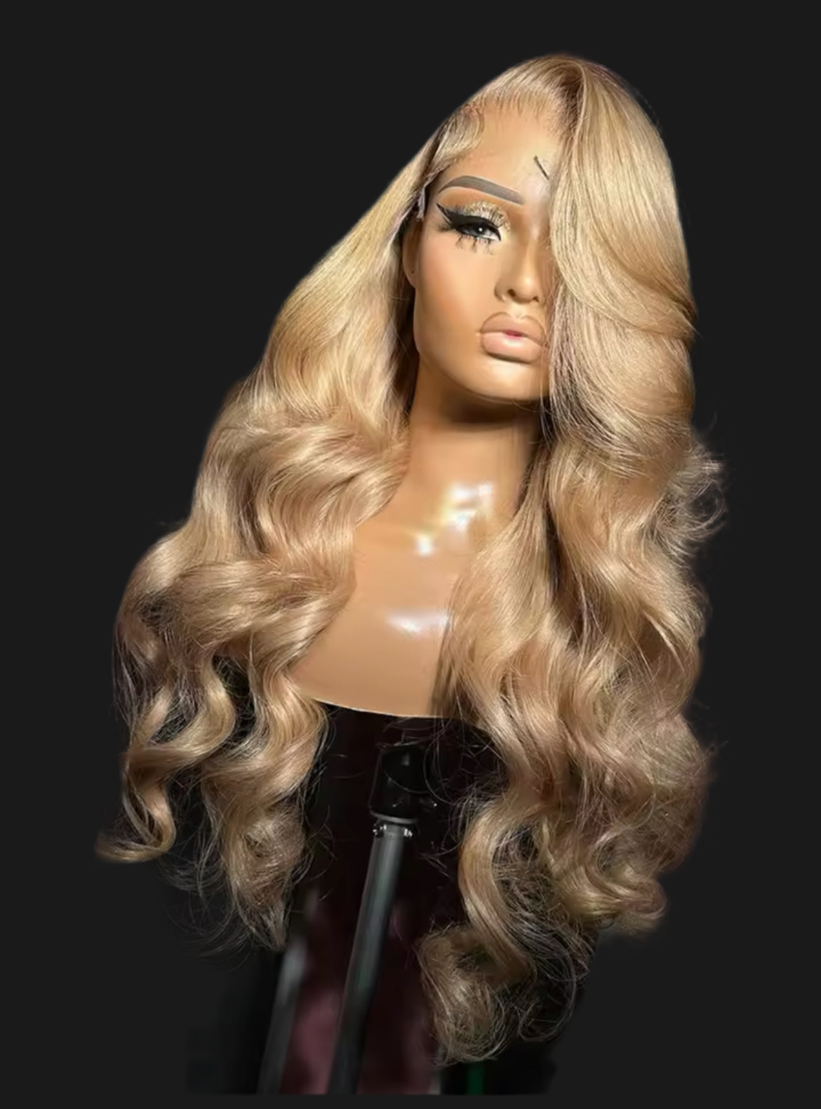 13x6 transparent lace frontal human hair wig ,honey blonde 200% density, 34 inches