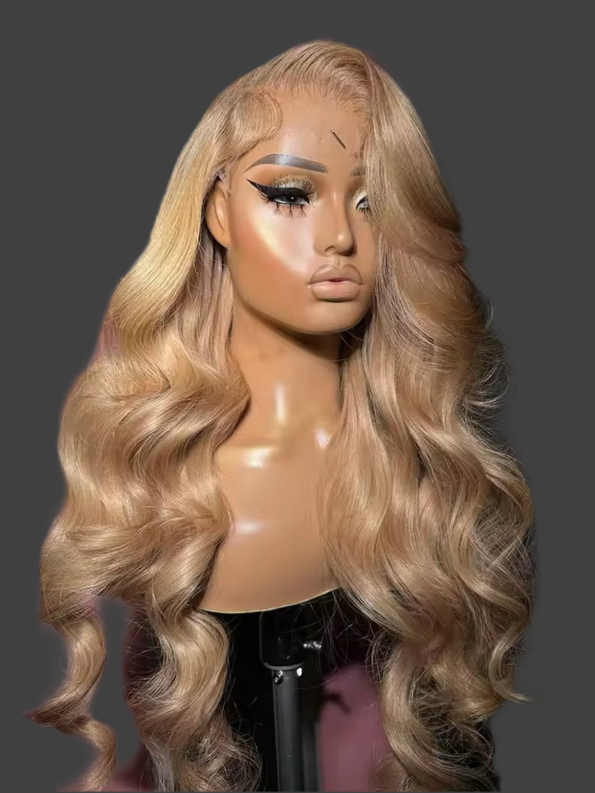 13x6 transparent lace frontal human hair wig ,honey blonde 200% density, 34 inches